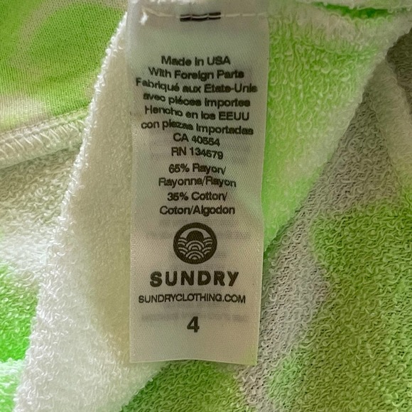 Sundry Shorts Womens Size 4 Lime White Pull On Drawstring Sweat - Picture 4 of 9